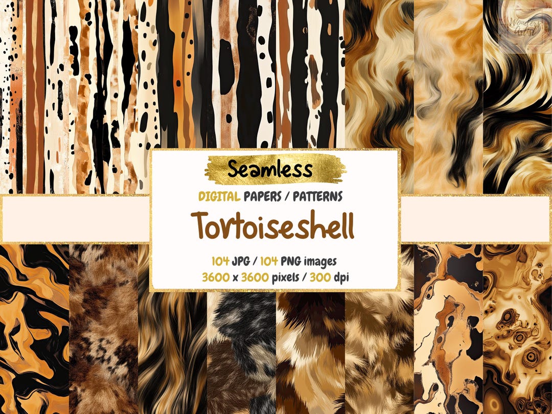 Tortoiseshell Digital Paper: Seamless Marbled Patterns (commercial