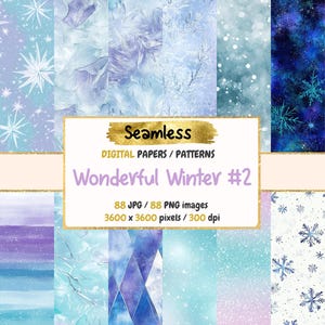 Papel digital sin costuras Wonderful Winter #2: texturas elegantes y heladas, fondos acogedores, álbum de recortes imprimible, descarga instantánea, uso comercial