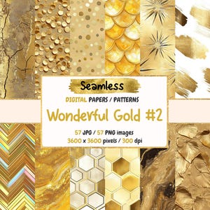 Wonderful Gold #2 Seamless Digital Paper - Golden Textures, Elegant Backgrounds, Printable Scrapbook Paper, Instant Download, Commercial Use