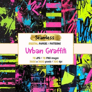 Urban Graffiti Digital Paper: Bold Street Art Textures (Digital Download)
