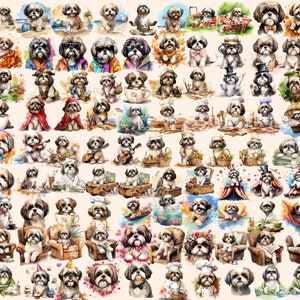 Shih Tzu Watercolor Clipart Bundle – 370+ Dog PNG Images (digital ...