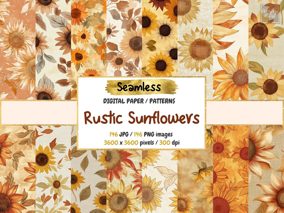 Rustic Sunflowers Digital Paper - Etsy