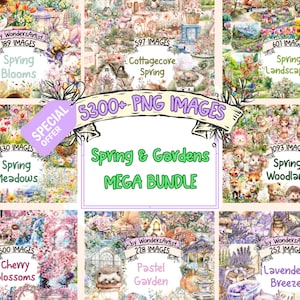 Spring & Gardens MEGA Clipart Bundle - 5300+ PNG Botanical Floral Bloom Graphics, Instant Digital Download, Commercial License Included