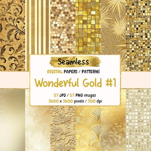 Wonderful Gold #1 Seamless Digital Paper - Golden Textures, Elegant Backgrounds, Printable Scrapbook Paper, Instant Download, Commercial Use