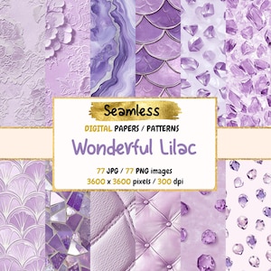 Wonderful Lilac Seamless Digital Paper - Soft Purple Textures, Violet Backgrounds, Printable Scrapbook Paper,Instant Download,Commercial Use