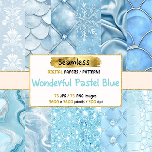 Wonderful Pastel Blue Seamless Digital Paper - Soft Textures, Dreamy Backgrounds, Printable Scrapbook Paper, Instant Download,Commercial Use