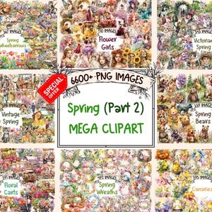 Spring (Part 2) Mega Clipart Bundle - 6600+ PNG Floral Images, Springtime Graphics, Instant Digital Download, Commercial License Included
