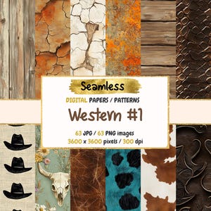 Western #1 Seamless Digital Paper - Rustic Cowboy Textures, Desert Backgrounds, Printable Scrapbook Paper, Instant Download, Commercial Use