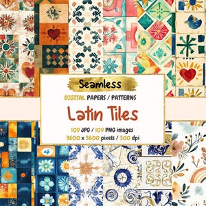 Latin Tiles Digital Paper: Seamless Geometric Patterns (Commercial Use)
