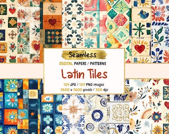 Latin Tiles Digital Paper: Seamless Geometric Patterns (Commercial Use)