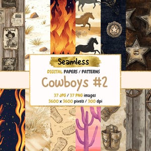 Cowboys #2 Seamless Digital Paper - Western Textures, Rustic West Backgrounds, Printable Scrapbook Paper, Instant Download, Commercial Use