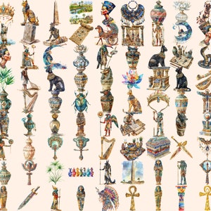 Ancient Egypt Watercolor Clipart Bundle: Pharaohs, Pyramids (digital ...