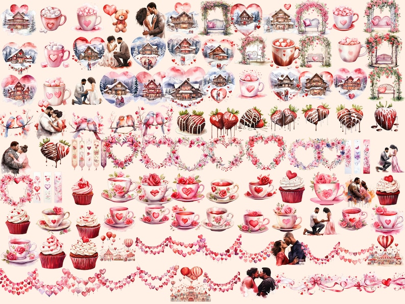 Heartwarming Valentine's Day Watercolor  Clipart
Digital Illustrations Celebrating Love on Valentines Day
Valentines  Day Clipart Download
Adorable Clipart Designs for a Romantic Occasion
Valentines  Day Clip Art Set
Valentines Day Graphics PNG