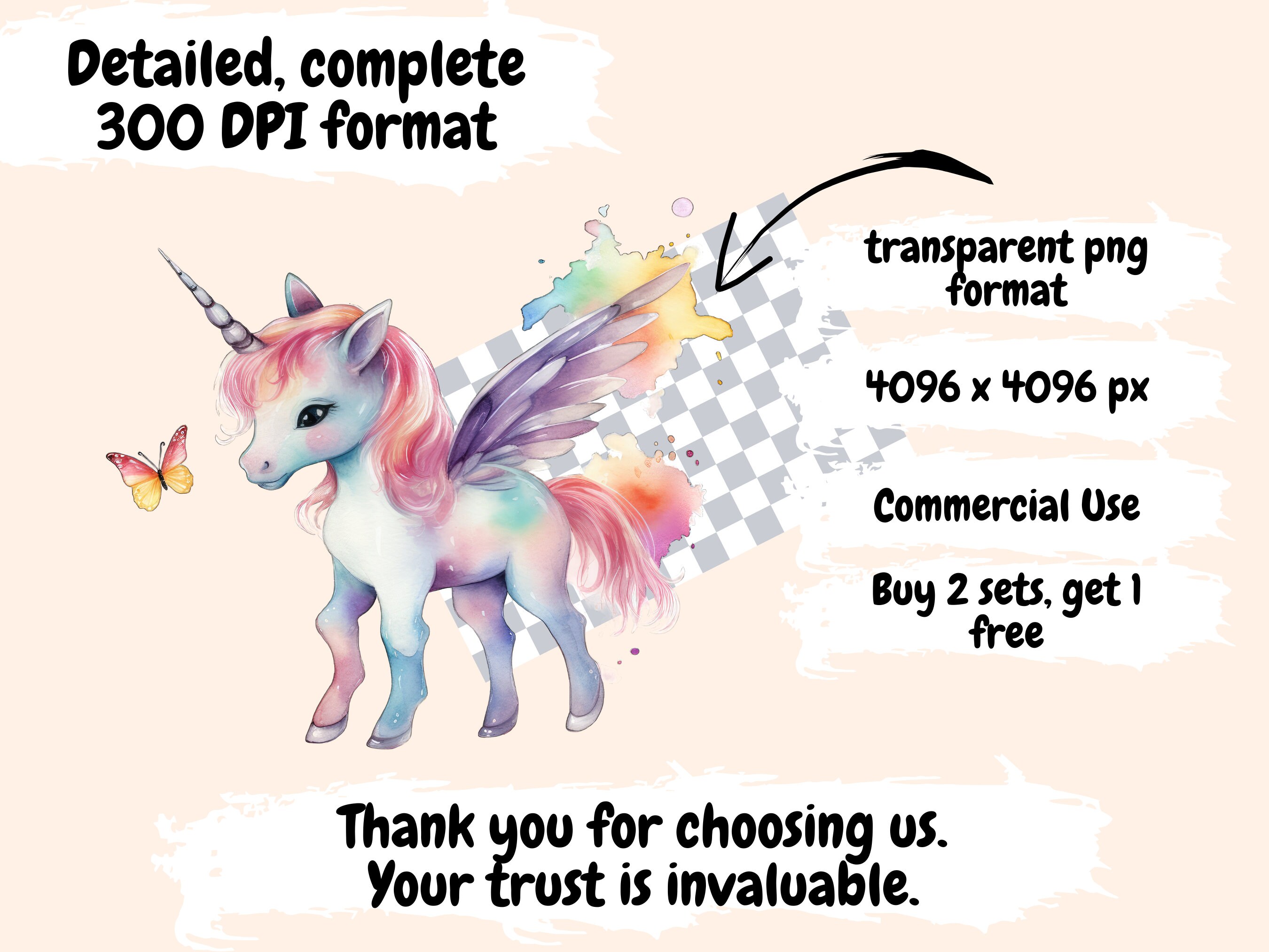 Watercolor Baby Unicorn Clipart Bundle: 585 PNG Images (digital ...