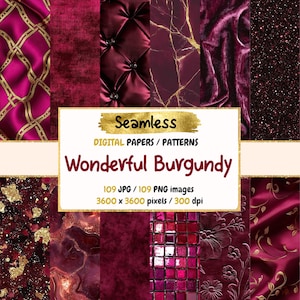 Wonderful Burgundy Seamless Digital Paper - Red Textures, Luxury Backgrounds, Printable Scrapbook Paper, Instant Download, Commercial Use