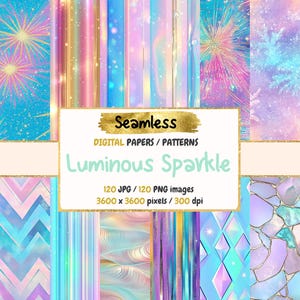Carta digitale senza soluzione di continuità con brillantini luminosi - Texture glitterate, sfondi scintillanti, album di ritagli stampabili, download immediato, uso commerciale