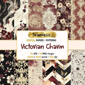 Victorian Charm Seamless Digital Paper - Elegant Vintage Textures, Ornate Antique Printable Backgrounds, Instant Download, Commercial Use