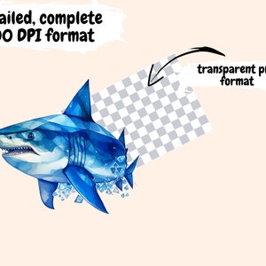 Shark Watercolor Clipart Bundle: 151 PNG Images (Commercial Use) (Digital Download) bild 10