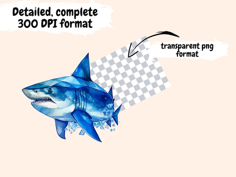 Shark Watercolor Clipart Bundle: 151 PNG Images (Commercial Use) (Digital Download) bild 10