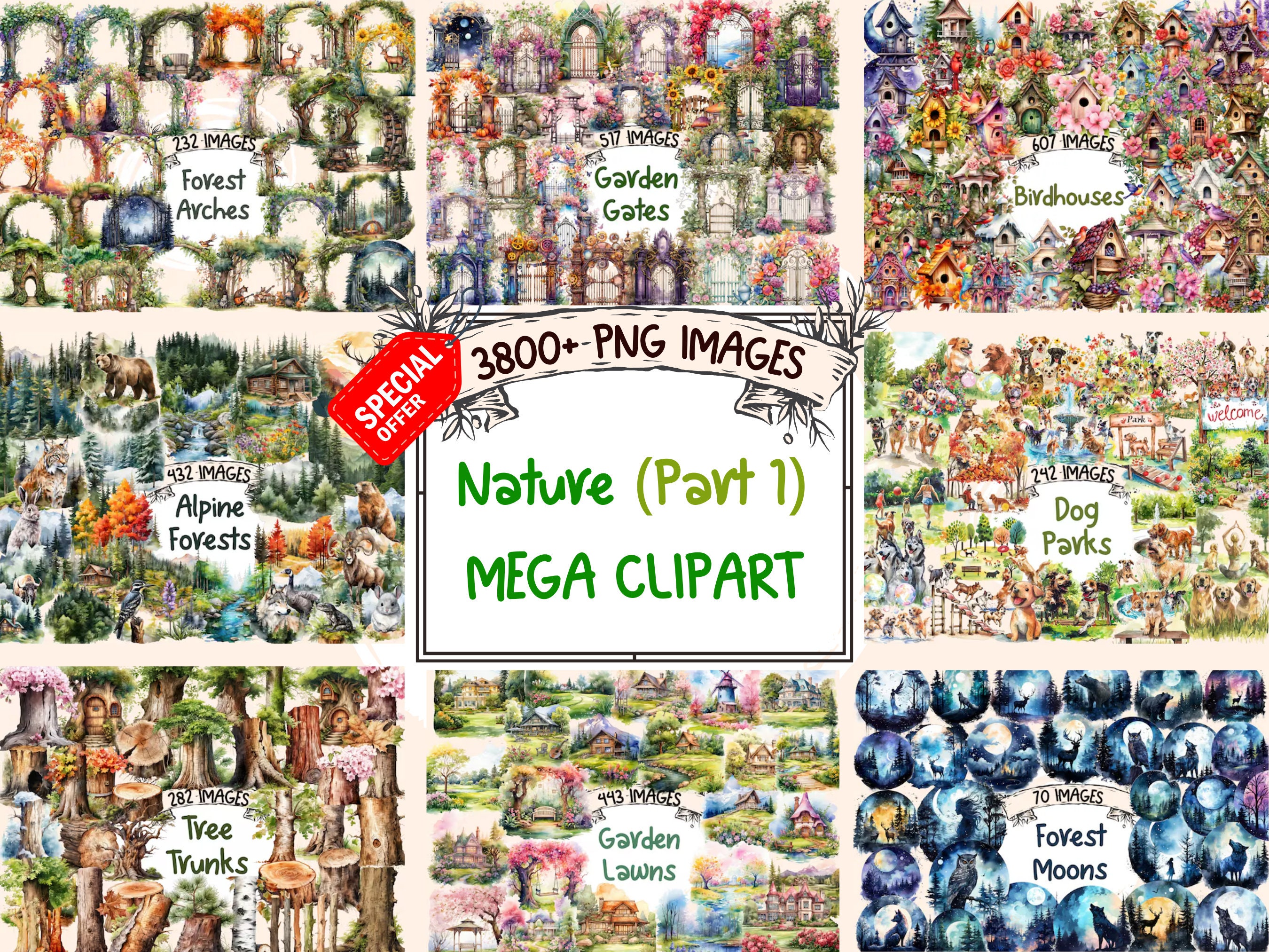 Nature MEGA Clipart Bundle: 3800+ PNG Graphics (Commercial License) (Digital Download)