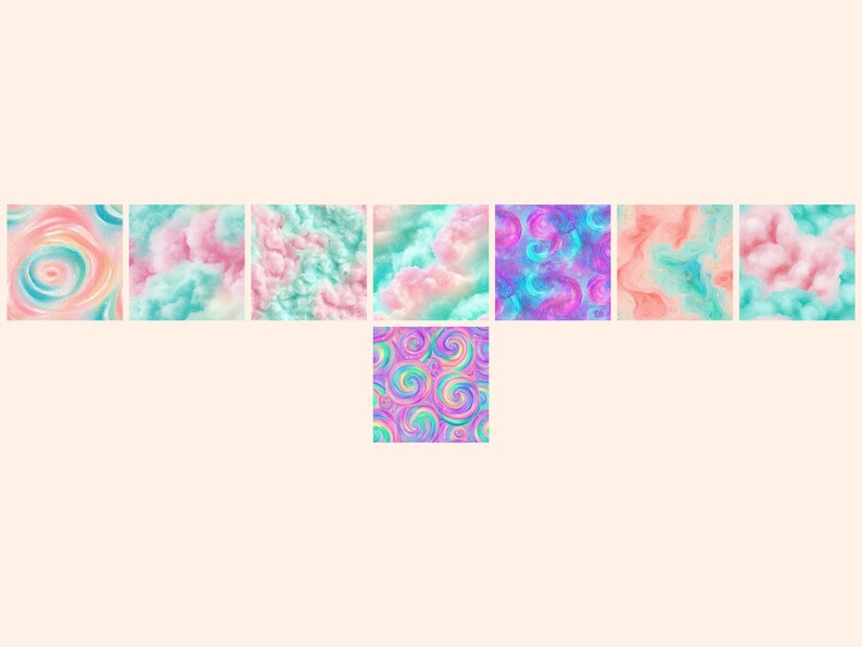 Cotton Candy Digital Paper: Pastel Seamless Patterns (commercial Use ...