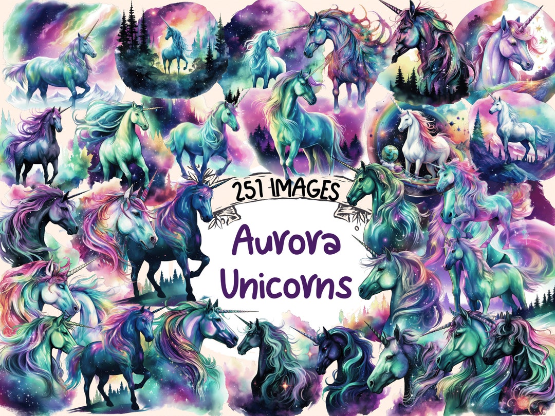 Aurora Unicorns Watercolor Clipart Bundle 251 Png Northern Lights Aurora Unicorns Watercolor Clipart Bundle 251 Png Northern Lights