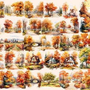 Autumn landscape with golden-hued trees and serene lake clipart.
Country road surrounded by colorful fall foliage.
Vibrant autumn leaves against a clear blue sky.
Cozy cabin nestled in an autumn forest.
Rustic wooden bridge over a tranquil stream.