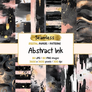 Abstract Ink Seamless Digital Paper - Fluid Artistic Textures, Modern Backgrounds, Printable Scrapbook Paper Instant Download,Commercial Use