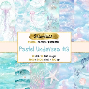Pastel Undersea #3 Seamless Digital Paper - Sea Soft Textures, Marine Backgrounds, Printable Scrapbook Paper,Instant Download,Commercial Use