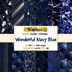 Wonderful Navy Blue Seamless Digital Paper - Blue Textures, Royal Backgrounds, Printable Scrapbook Paper, Instant Download, Commercial Use