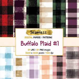 Buffalo Plaid Digital Paper: Seamless Lumberjack Textures (Commercial Use)