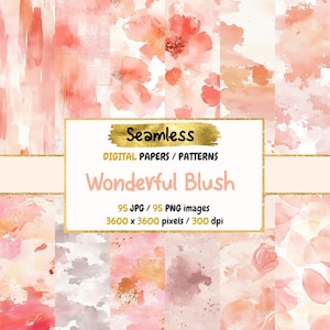 Prachtig blush naadloos digitaal papier - zachte elegante texturen, romantische achtergronden, afdrukbaar plakboek, direct downloaden, commercieel gebruik