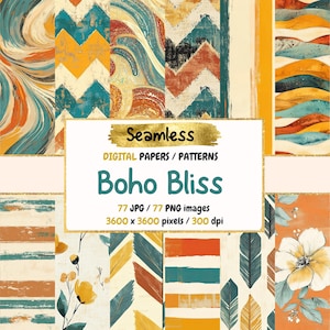 Boho Digital Paper: Seamless Earth Tone Textures (Commercial Use)