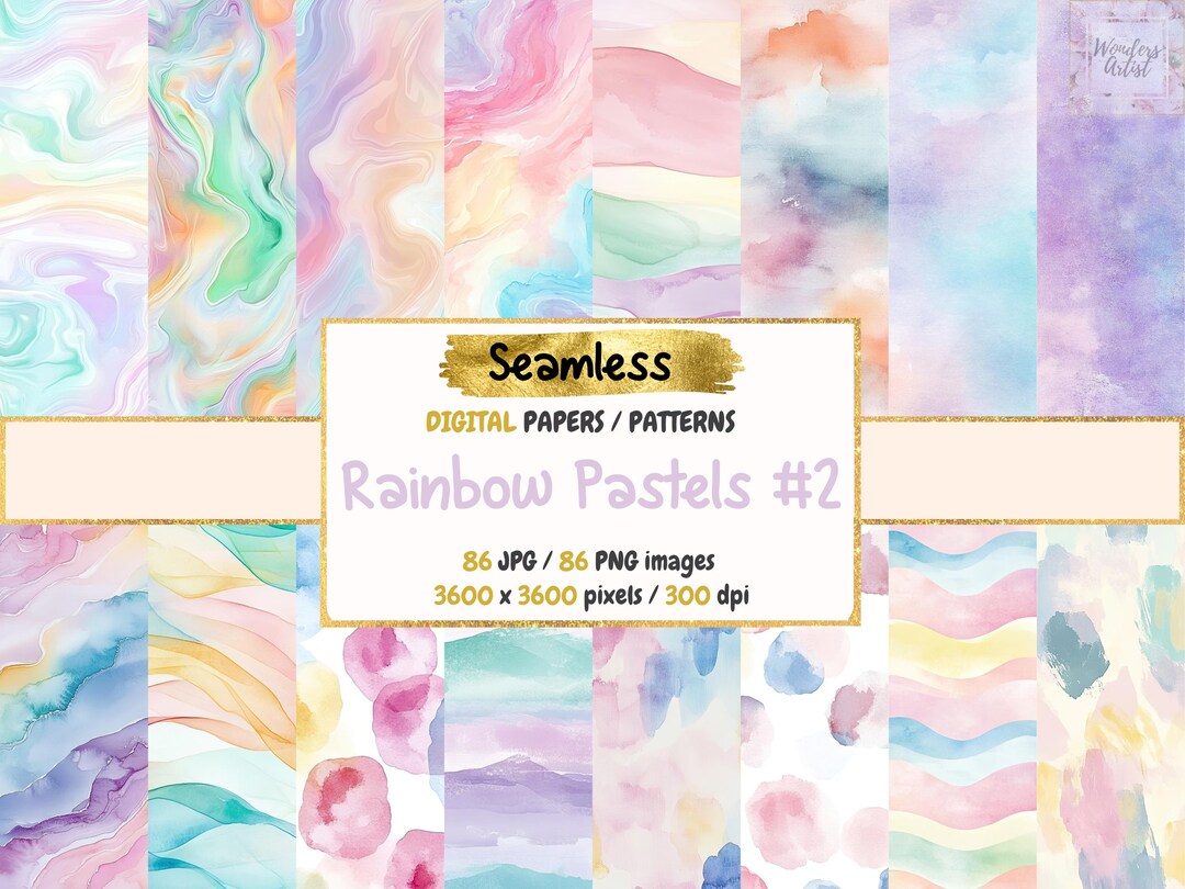 Rainbow Pastel Textures: Seamless Digital Paper (commercial Use) - Etsy