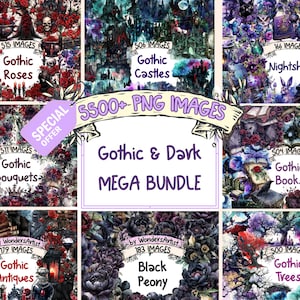 Gothic & Dark MEGA Clipart Bundle - 5500+ PNG Mysterious Macabre Aesthetic Graphics, Instant Digital Download, Commercial License Included