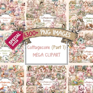 Cottagecore Mega Clipart Bundle (P1) - 6300+ PNG Charming Images, Rustic Graphics, Instant Digital Download, Commercial License Included
