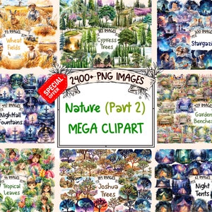 Nature Mega Clipart Bundle (P2) - 2400+ PNG Serene Nature Images, Tranquil Graphics, Instant Digital Download, Commercial License Included