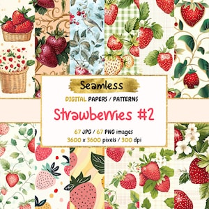 Erdbeeren #2 nahtloses digitales Papier - süße Früchte Texturen, frische Hintergründe, druckbares Scrapbook Papier, Instant Download, kommerzielle Nutzung
