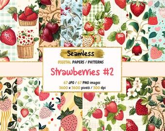 Strawberry Seamless Digital Paper: Sweet Fruit Patterns (Commercial Use)