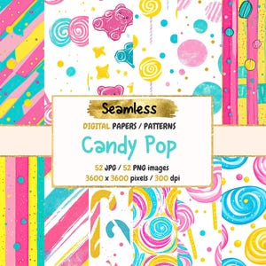 Candy Pop Seamless Digital Paper - Bright Sweet Textures, Fun Playful Backgrounds, Printable Scrapbook, Instant Download, Commercial Use