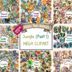 Jungle Mega Clipart Bundle (P1) - 4200+ PNG Lush Jungle Images, Vibrant Graphics, Instant Digital Download, Commercial License Included