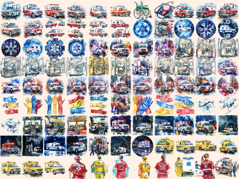 Medical Emergency Transport: Ambulance Icons Collection
First Responder Fleet: Ambulance Clipart Set
Emergency Response Icons: Ambulance Illustrations Pack
Ambulance Fleet: Medical Transport Clipart Collection
Ambulance Icons and Illustrations Pack