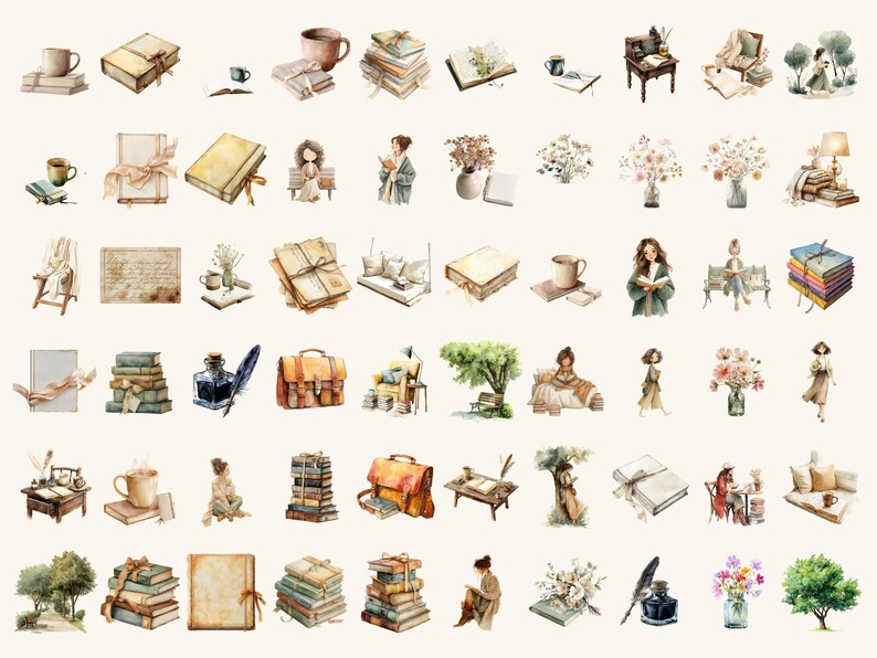 Poetcore Girls Watercolor Clipart
