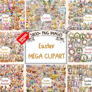 Easter Mega Clipart Bundle - 5800+ PNG Joyful Spring Images, Festive Seasonal Graphics, Instant Digital Download,Commercial License Included