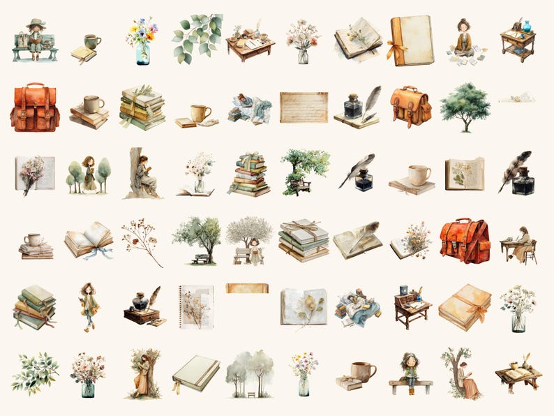 Poetcore Girls Watercolor Clipart