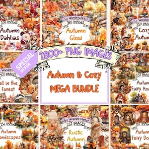 Autumn & Cozy MEGA Clipart Bundle - 2800+ PNG Fall Aesthetic Printable Graphics, Instant Digital Download, Commercial License Included