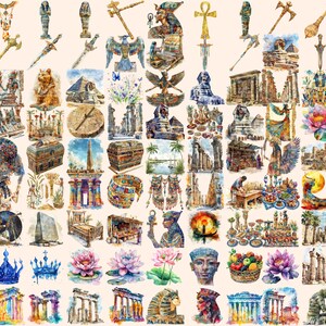 Ancient Egypt Watercolor Clipart Bundle: Pharaohs, Pyramids (digital ...