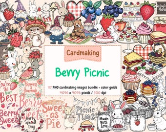 Berry Picnic Clipart – Cute Cardmaking PNG Graphics (Commercial Use)