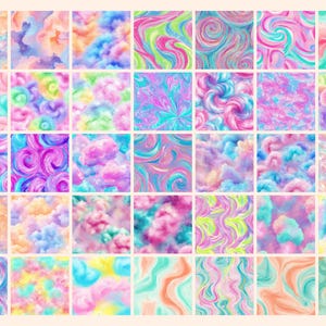Cotton Candy Digital Paper: Pastel Seamless Patterns (commercial Use ...
