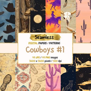 Cowboys #1 Seamless Digital Paper - Western Textures, Rustic West Backgrounds, Printable Scrapbook Paper, Instant Download, Commercial Use